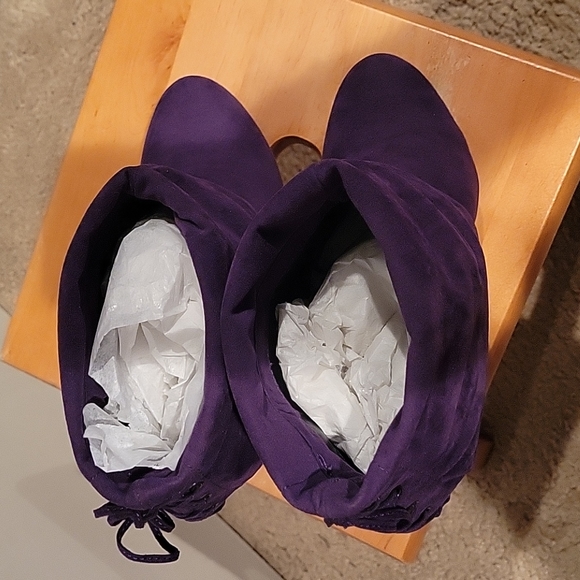 Vintage Colin Stuart Purple Suede Ankle Boots - Picture 3 of 8
